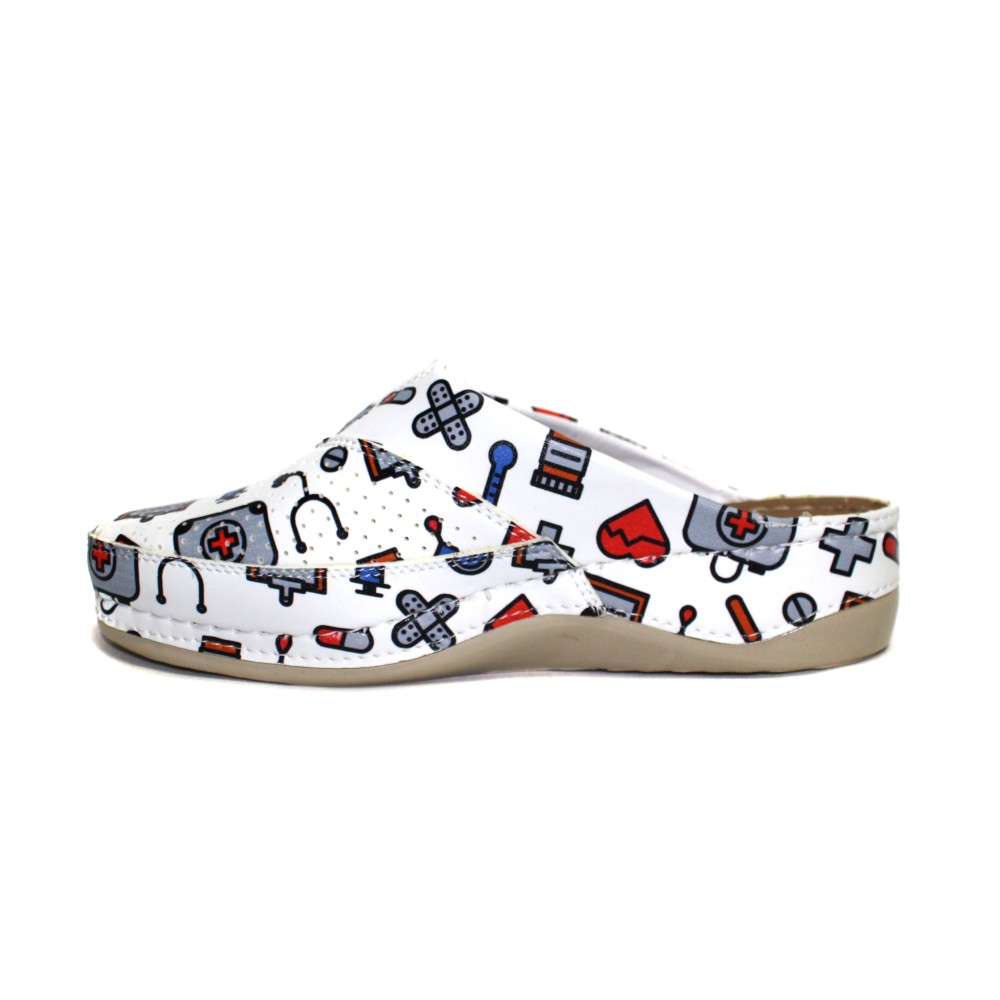 Сабо женские из искусственной кожи с медицинским принтом на стельке из нубука