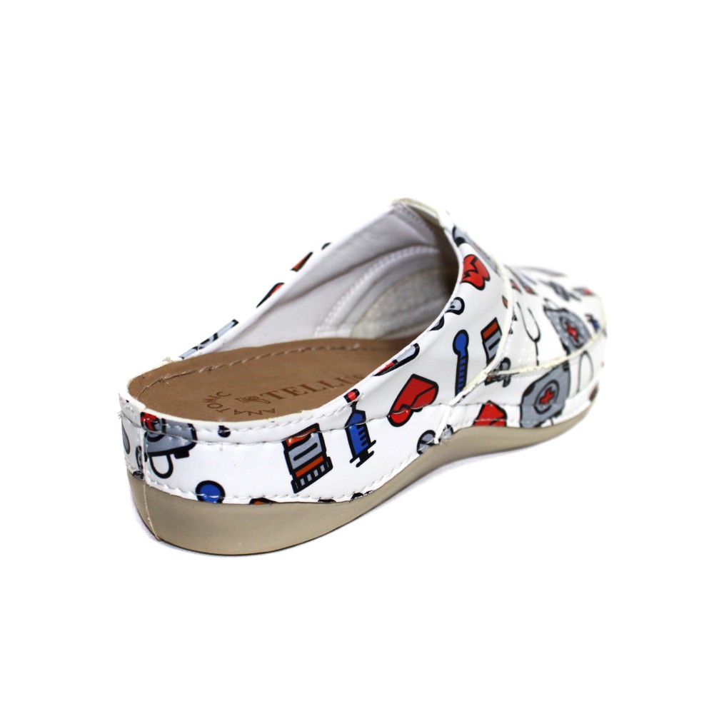 Сабо женские из искусственной кожи с медицинским принтом на стельке из нубука