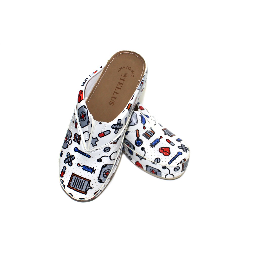 Сабо женские из искусственной кожи с медицинским принтом на стельке из нубука