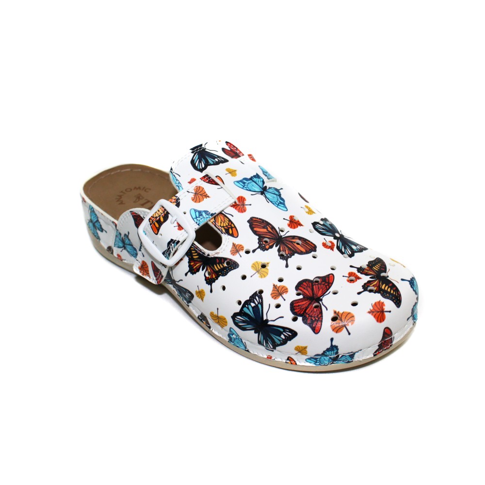 Сабо женские из искусственной кожи с принтом бабочек и ремешком на стельке из нубука