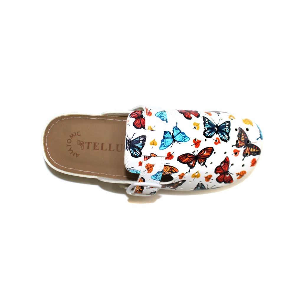 Сабо женские из искусственной кожи с принтом бабочек и ремешком на стельке из нубука