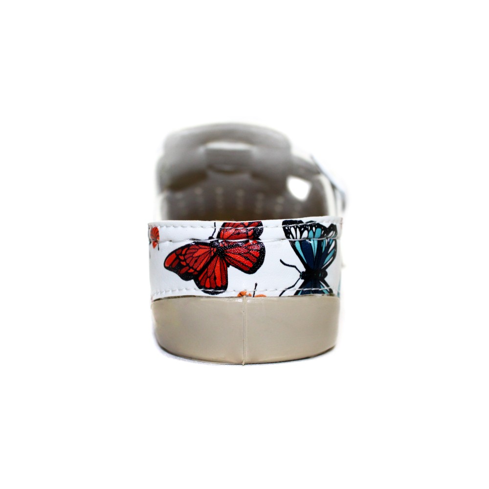 Сабо женские из искусственной кожи с принтом бабочек и ремешком на стельке из нубука