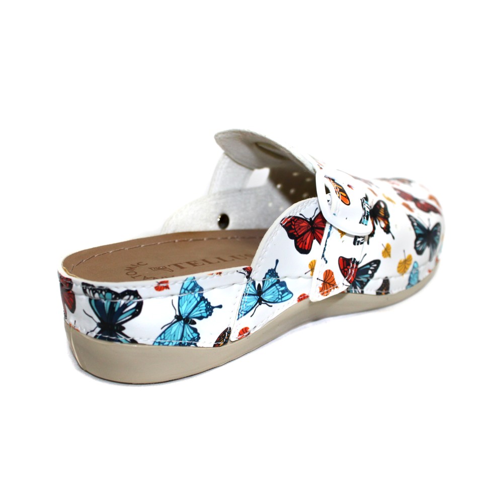 Сабо женские из искусственной кожи с принтом бабочек и ремешком на стельке из нубука