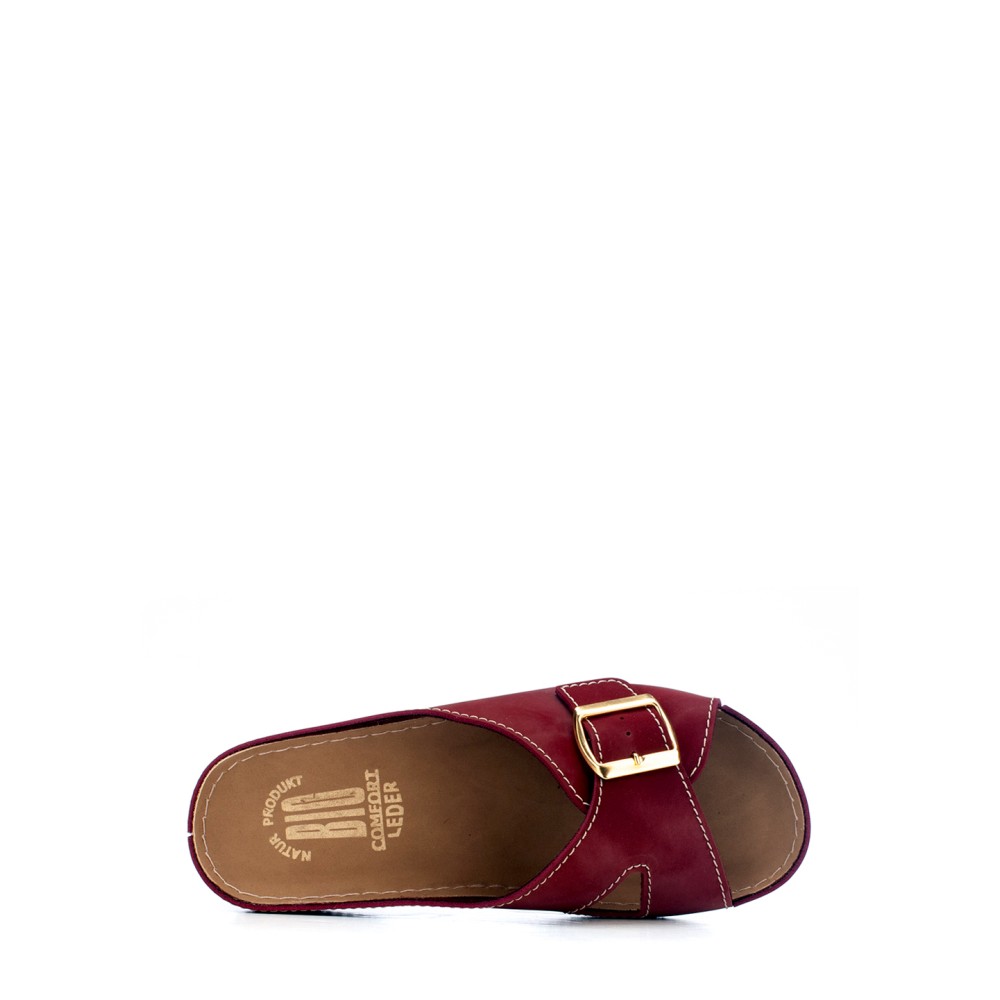 Сабо женские повседневные из искуссвенного нубука с открытым носом цвет бордовый глянец