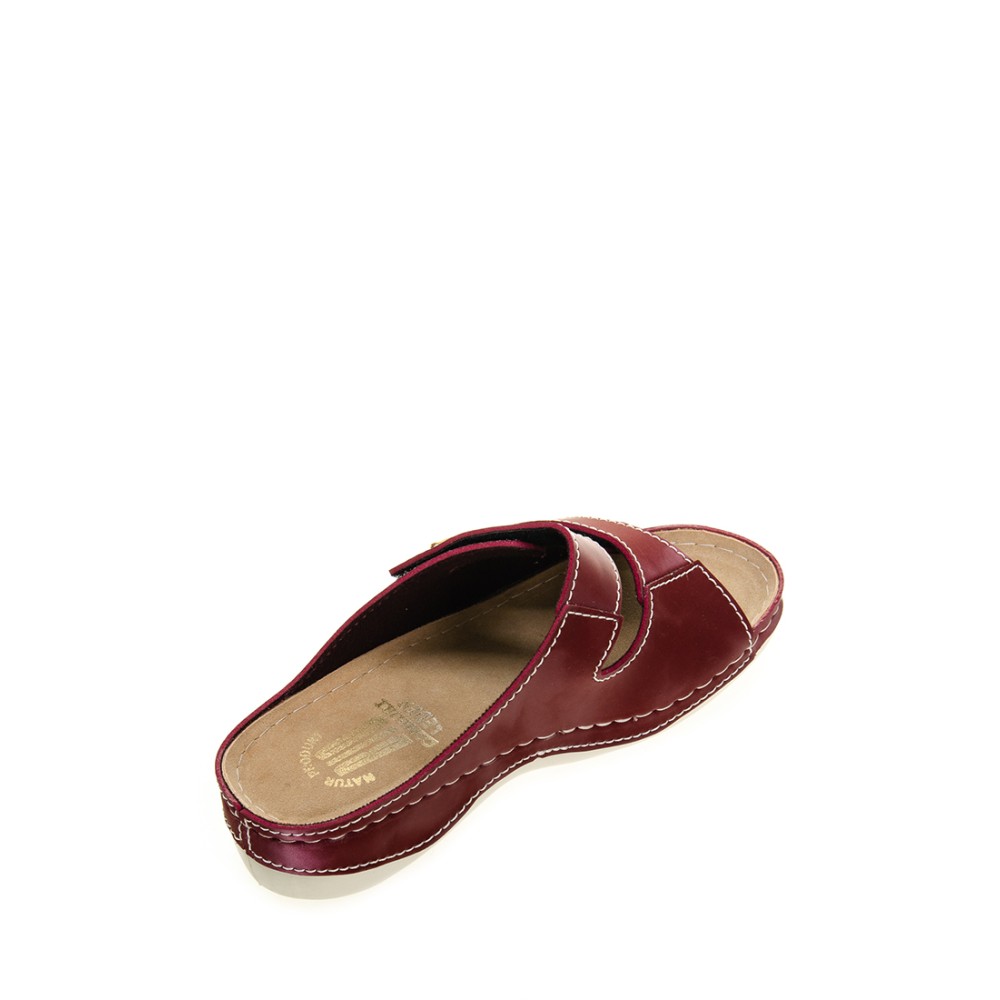 Сабо женские повседневные на липучке из искуссвенного нубука с открытым носом цвет бордовый глянец