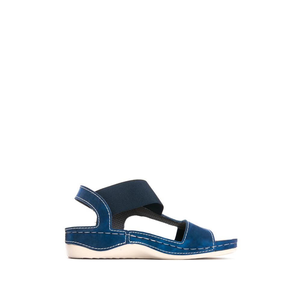 Сабо-сандалии женские повседневные из искуссвенного нубука с открытым носом цвет синий глянец