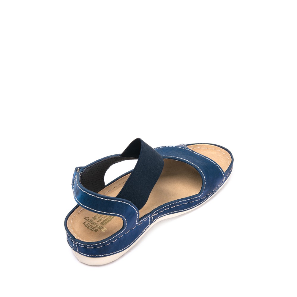 Сабо-сандалии женские повседневные из искуссвенного нубука с открытым носом цвет синий глянец