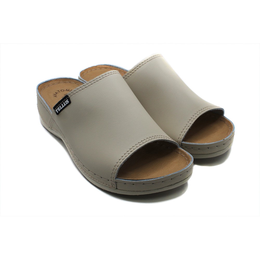 Сабо женские из натуральной кожи с открытым носом и стелькой из иск. нубука цвет бежевый