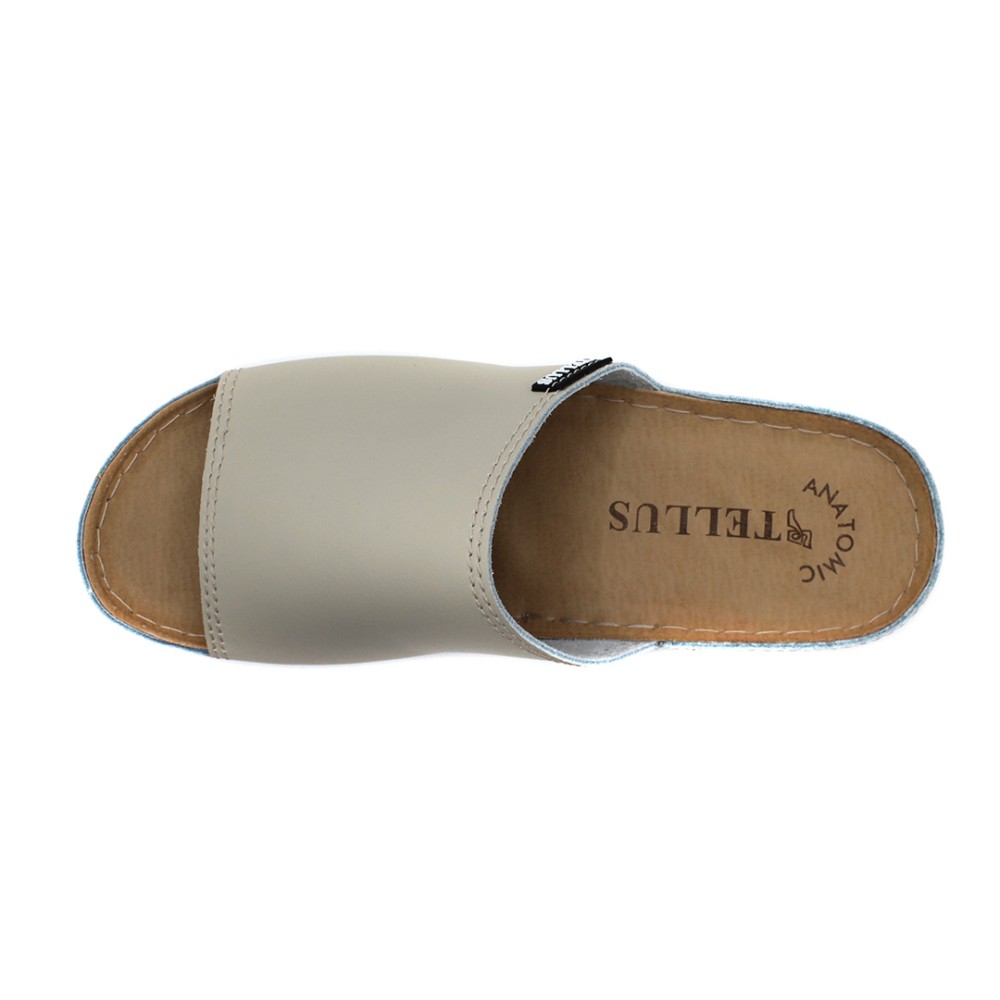 Сабо женские из натуральной кожи с открытым носом и стелькой из иск. нубука цвет бежевый