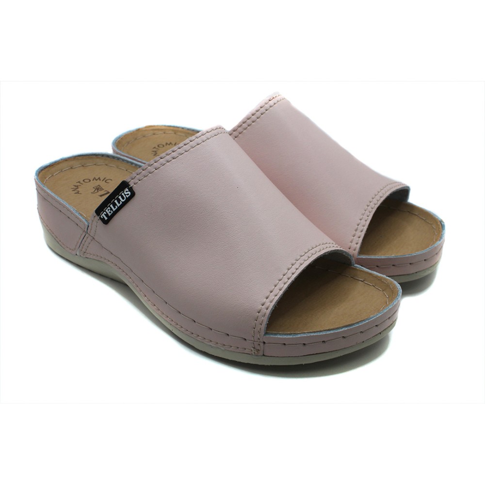 Сабо женские из натуральной кожи с открытым носом и стелькой из иск. нубука цвет розовый