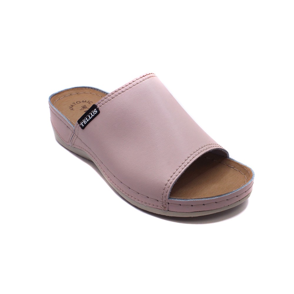 Сабо женские из натуральной кожи с открытым носом и стелькой из иск. нубука цвет розовый