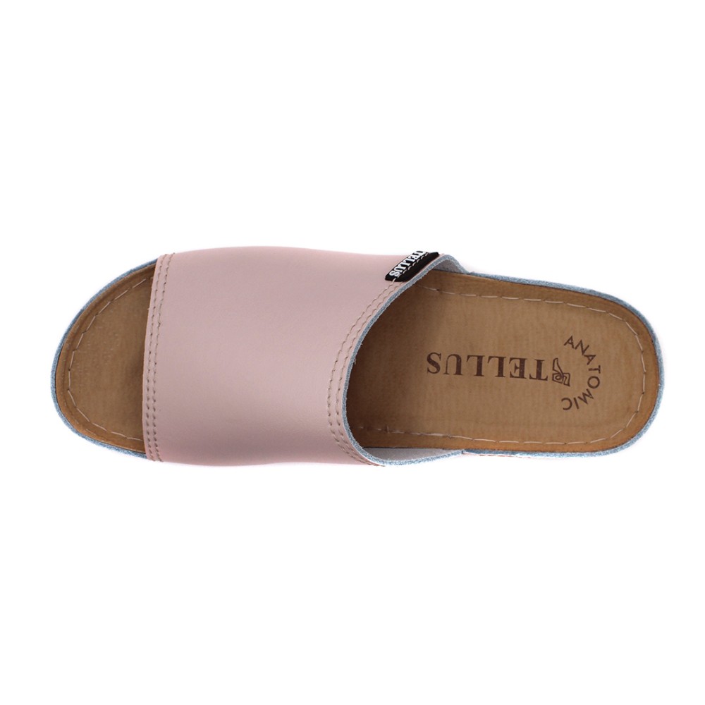 Сабо женские из натуральной кожи с открытым носом и стелькой из иск. нубука цвет розовый