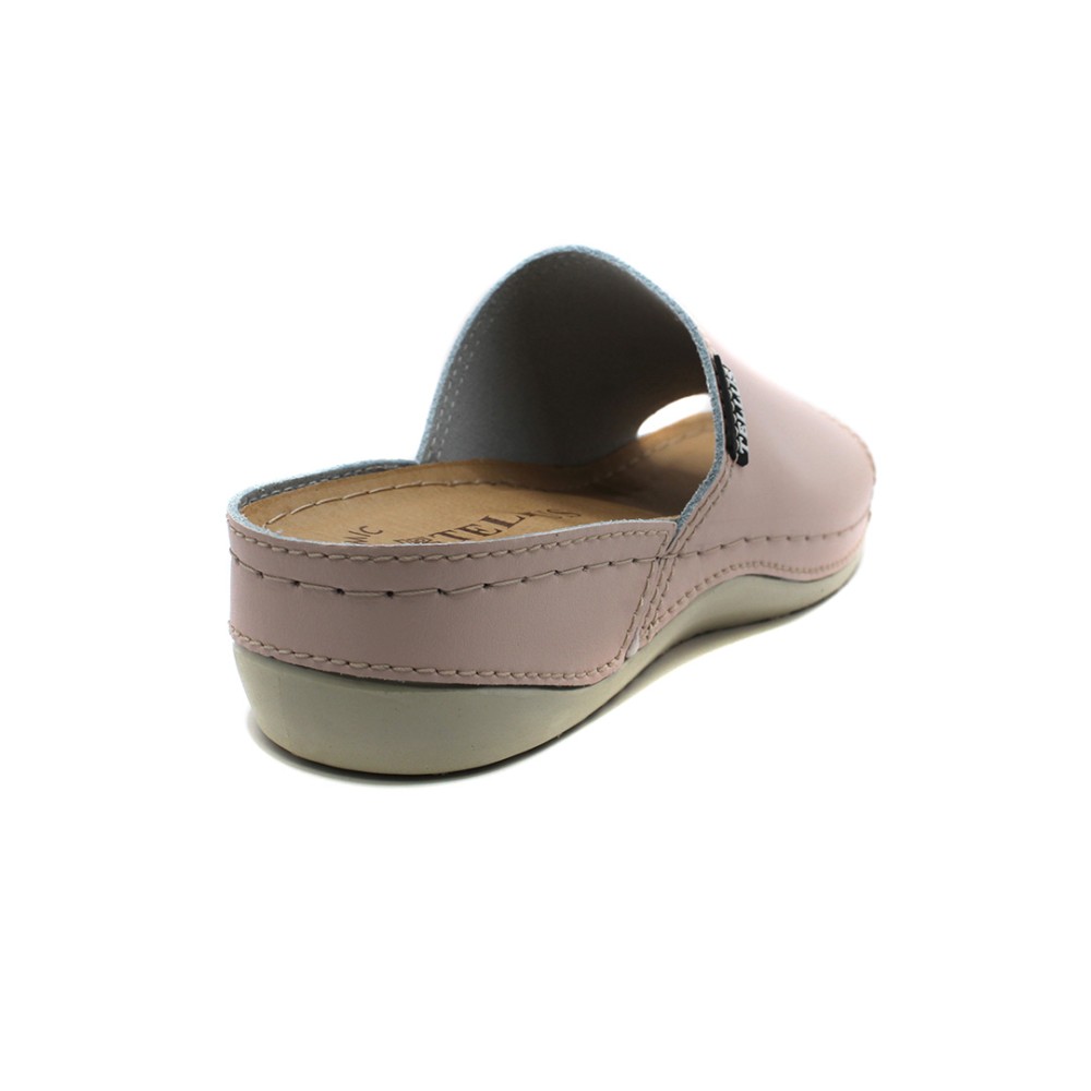 Сабо женские из натуральной кожи с открытым носом и стелькой из иск. нубука цвет розовый