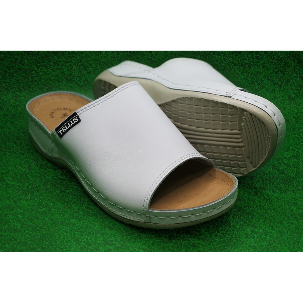 Сабо женские из натуральной кожи с открытым носом и стелькой из иск. нубука цвет белый