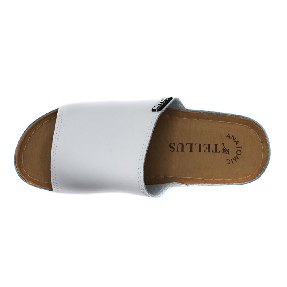 Сабо женские из натуральной кожи с открытым носом и стелькой из иск. нубука цвет белый