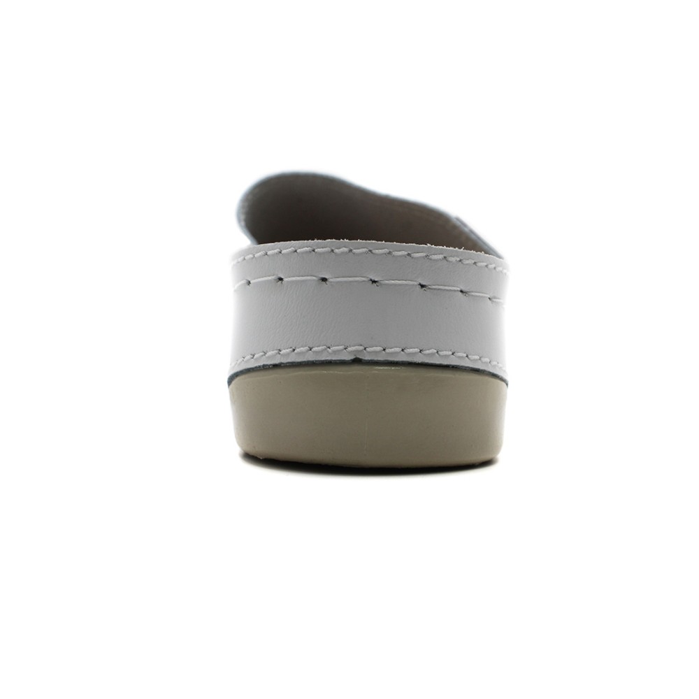 Сабо женские из натуральной кожи с открытым носом и стелькой из иск. нубука цвет белый