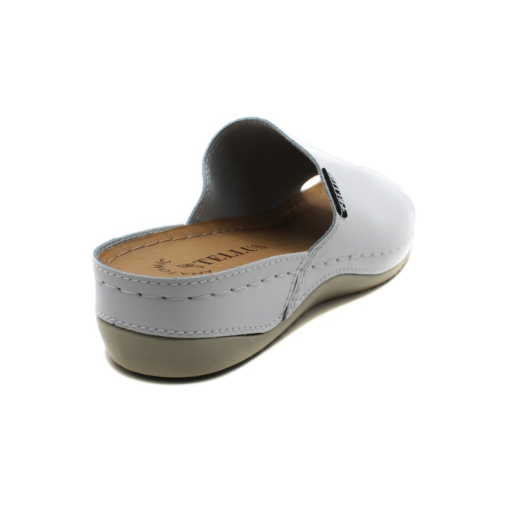 Сабо женские из натуральной кожи с открытым носом и стелькой из иск. нубука цвет белый