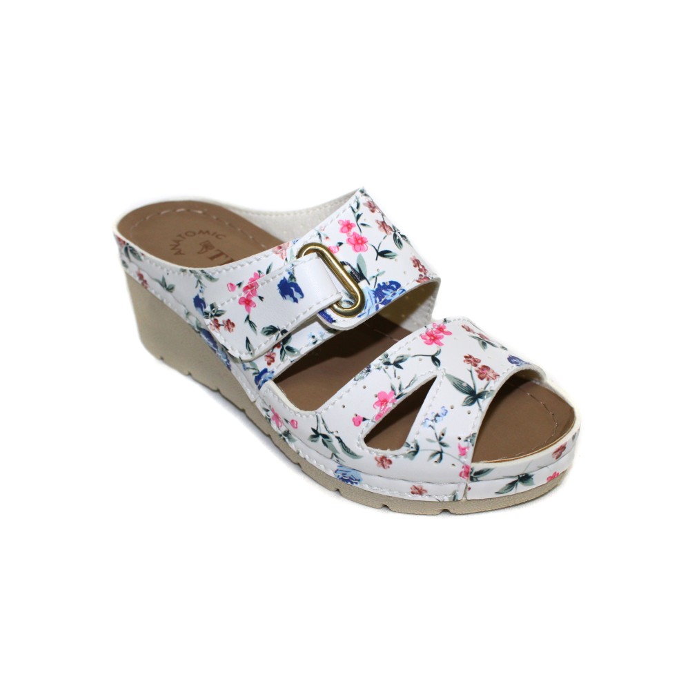 Сабо женские на каждый день из искуссвенного нубука на ремешке с открытым носом и принтом