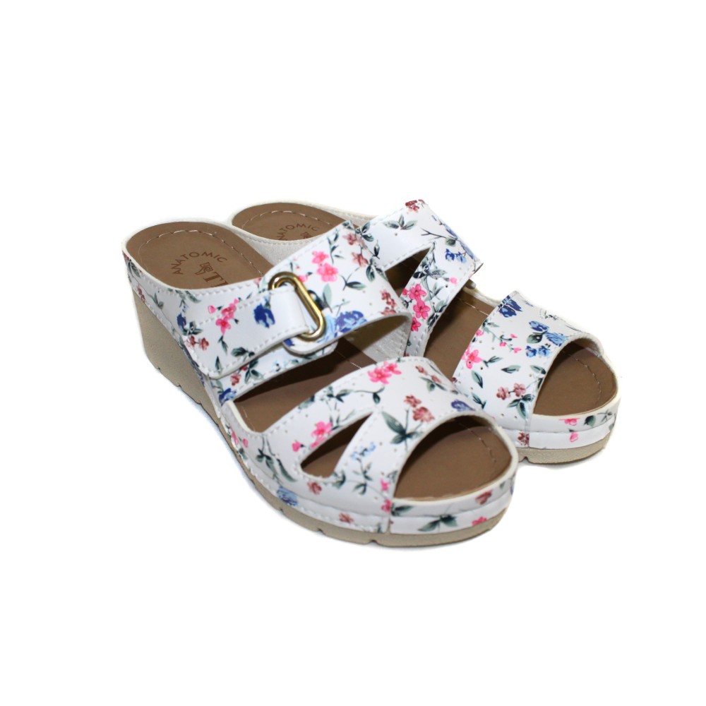 Сабо женские на каждый день из искуссвенного нубука на ремешке с открытым носом и принтом