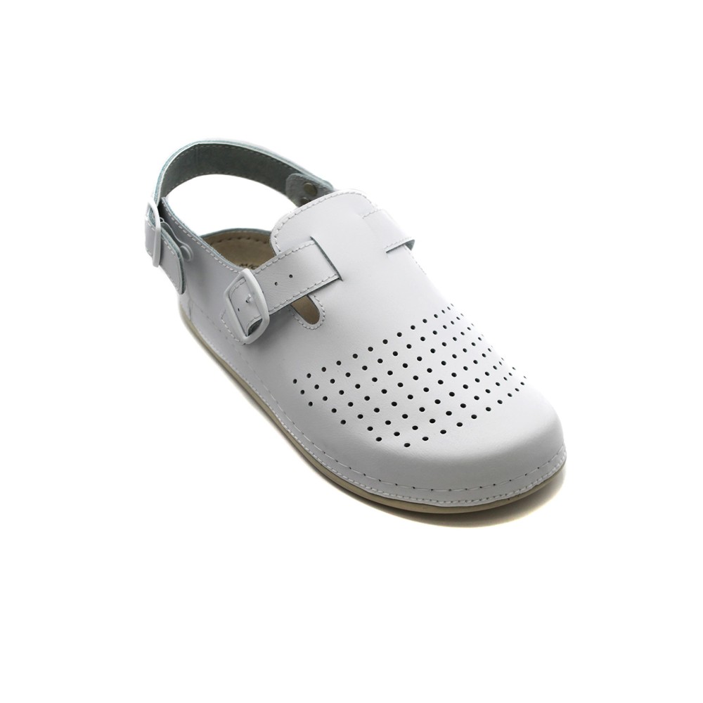 Сандалии сабо мужские из натуральной кожи со стелькой из иск. нубука цвет белый