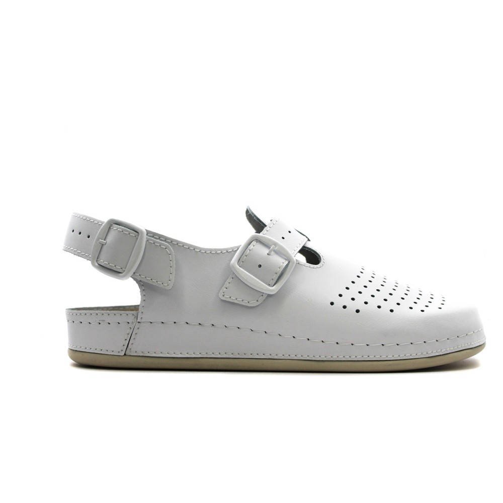 Сандалии сабо мужские из натуральной кожи со стелькой из иск. нубука цвет белый