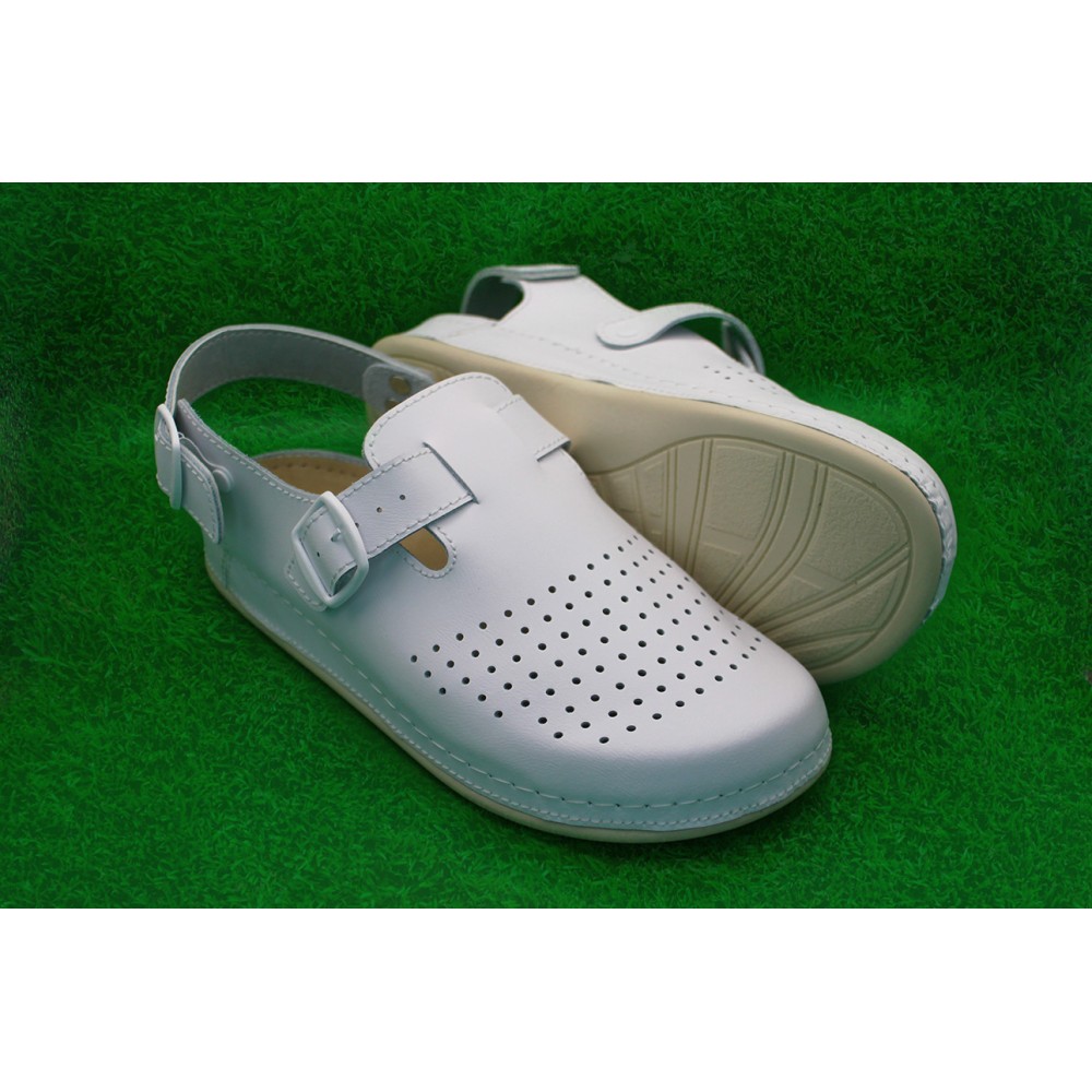 Сандалии сабо мужские из натуральной кожи со стелькой из иск. нубука цвет белый