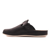 Сабо мужские из натуральной кожи с перфорацией и ремешком цвет чёрный Сабо мужские из натуральной кожи с перфорацией и ремешком цвет чёрный