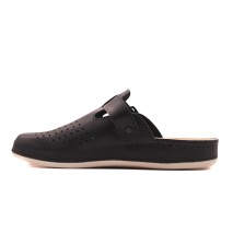 Сабо мужские из натуральной кожи с перфорацией и ремешком цвет чёрный