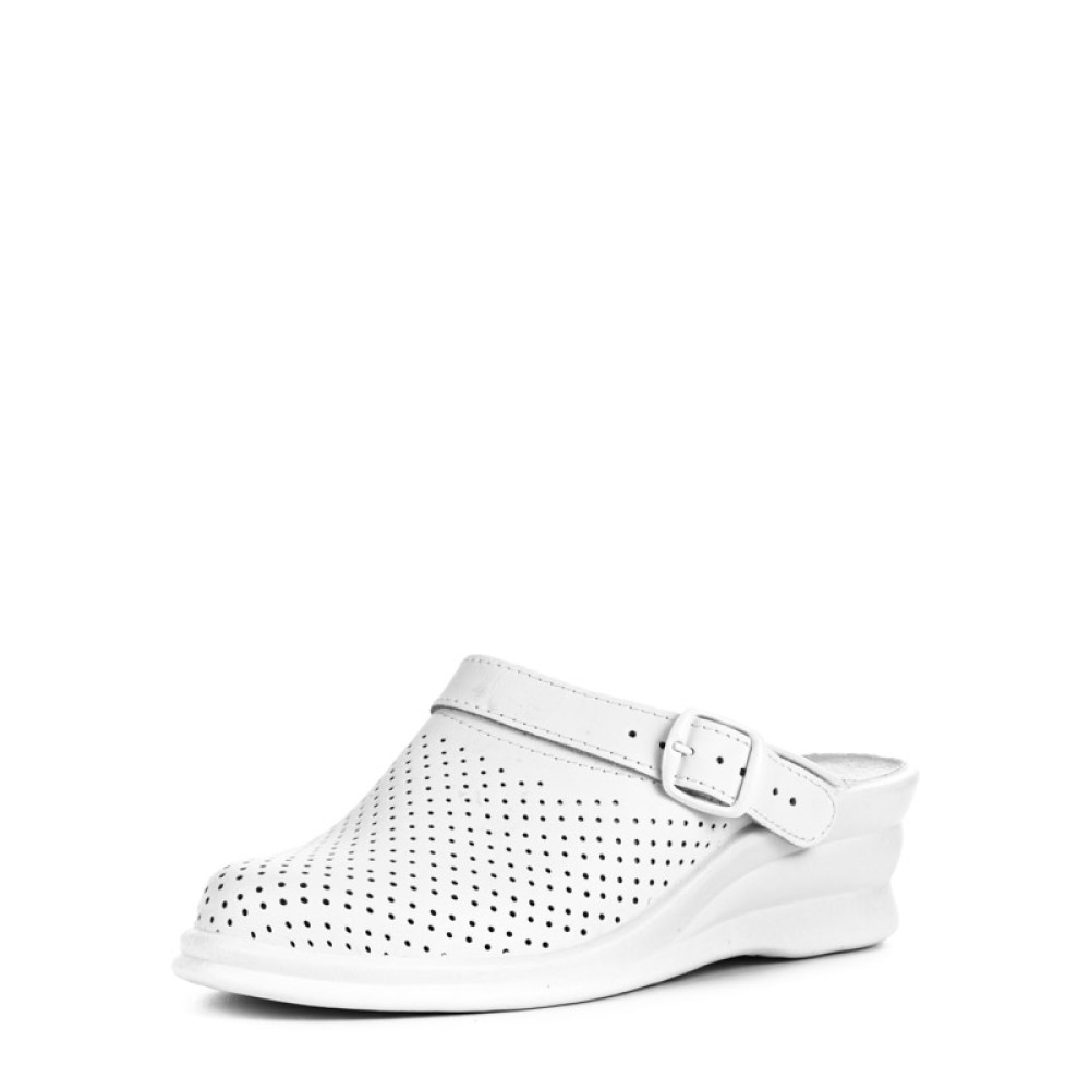 Сабо женские из натуральной кожи с ремешком на высоком подъеме цвет белый