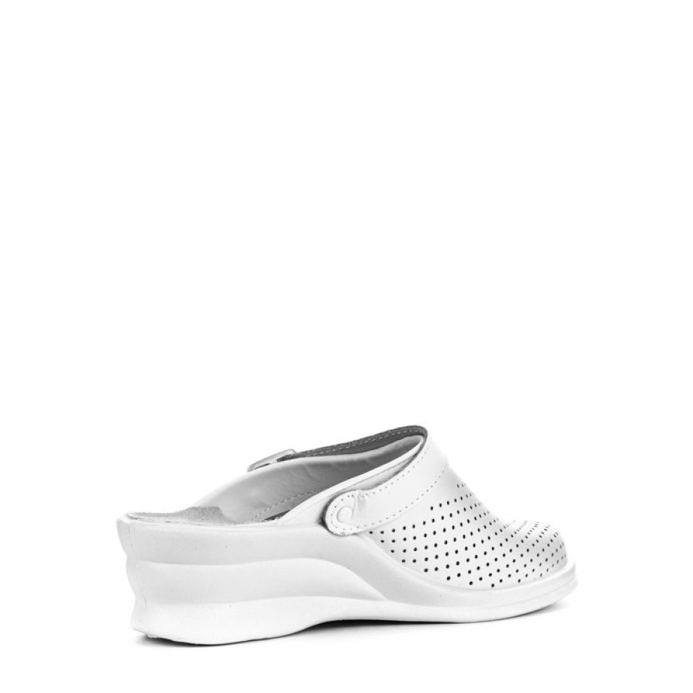 Сабо женские из натуральной кожи с ремешком на высоком подъеме цвет белый