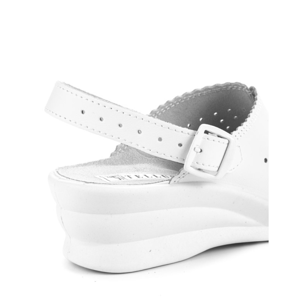 Сабо женские из натуральной кожи на высоком подъеме с натуральной стелькой цвет белый