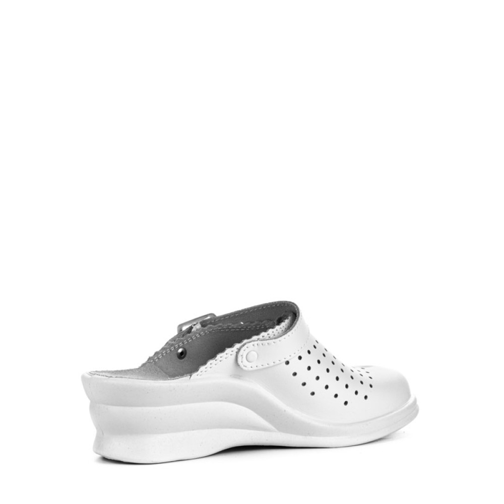 Сабо женские из натуральной кожи на высоком подъеме с натуральной стелькой цвет белый