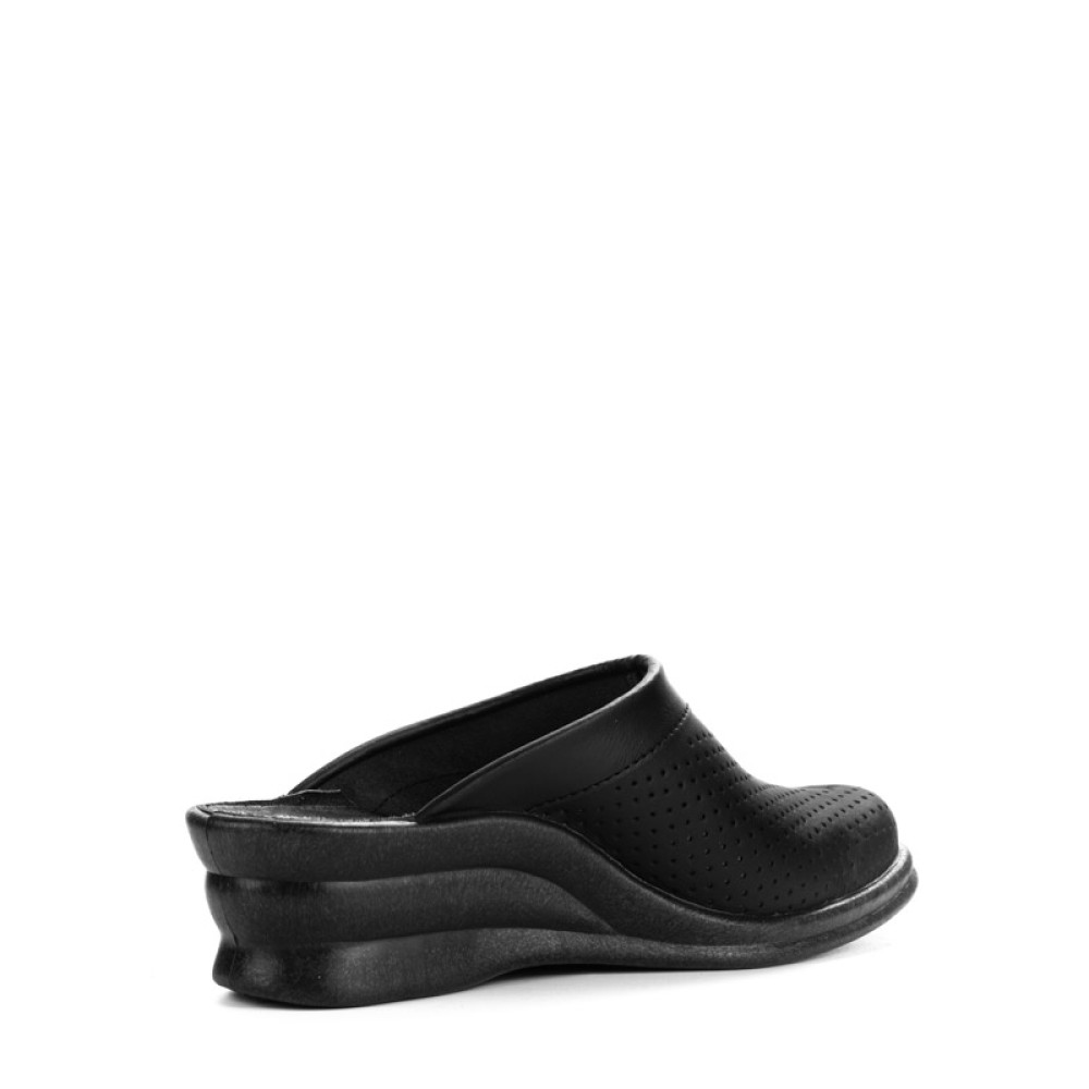 Сабо женские из натуральной кожи на высоком подъеме цвет чёрный