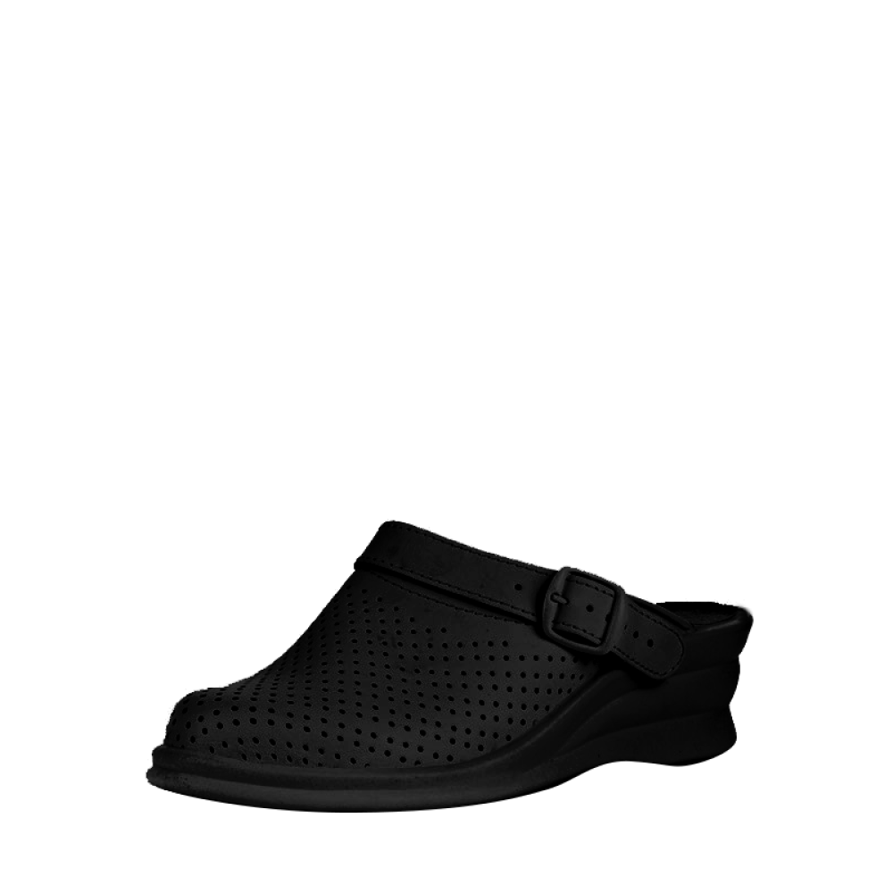 Сабо женские из натуральной кожи с ремешком на высоком подъеме цвет чёрный