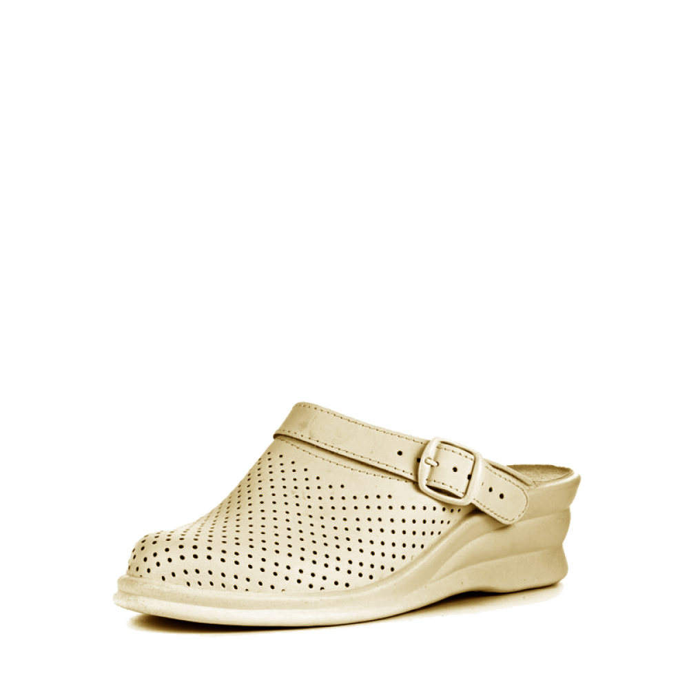 Сабо женские из натуральной кожи с ремешком на высоком подъеме цвет бежевый