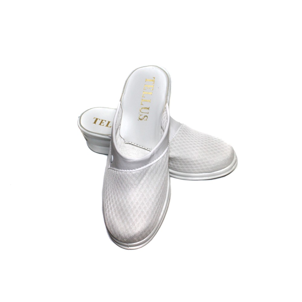 Сабо женские из текстильного материала (сетка) на ПВХ подошве цвет белый