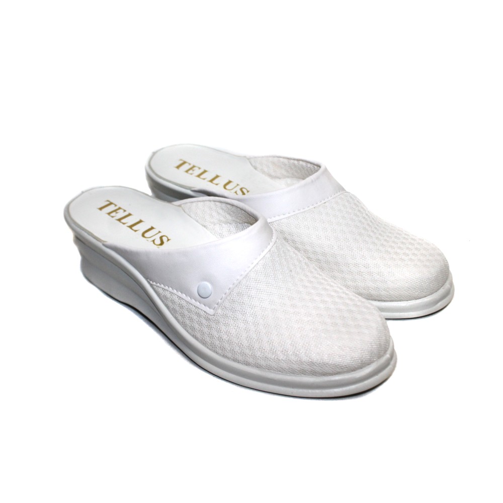 Сабо женские из текстильного материала (сетка) на ПВХ подошве цвет белый