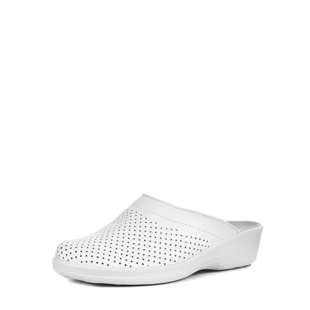 Сабо женские из натуральной кожи на среднем подъеме с подпятником цвет белый