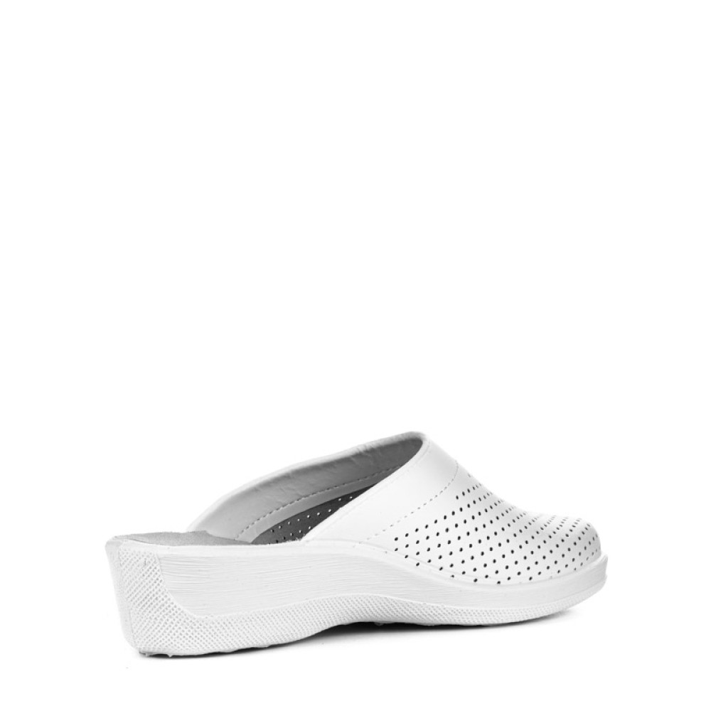 Сабо женские из натуральной кожи на среднем подъеме с подпятником цвет белый