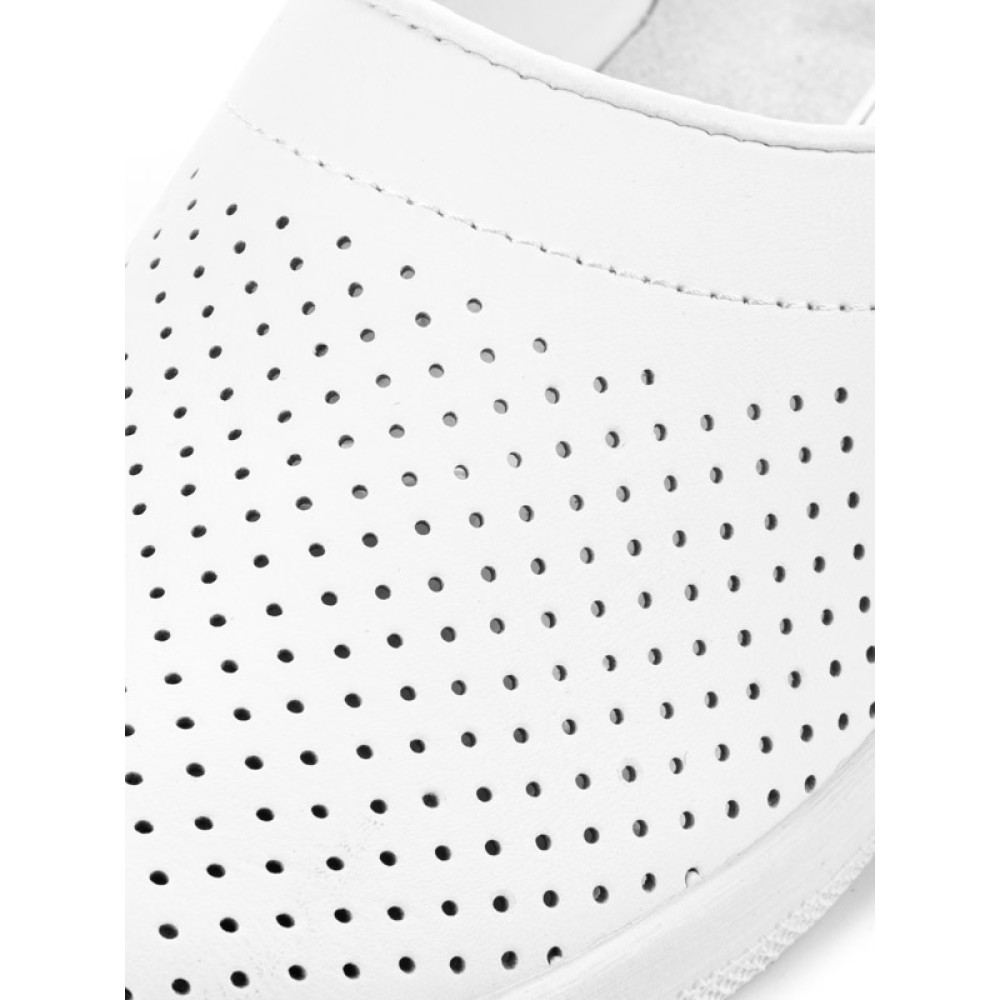 Сабо женские из натуральной кожи на среднем подъеме с подпятником цвет белый