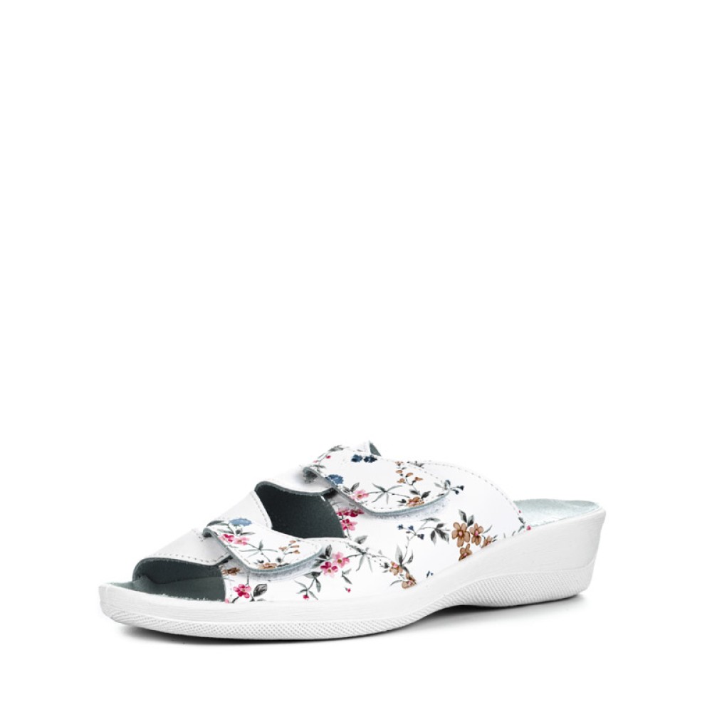 Сабо женские из натуральной кожи с открытым носом и натуральной стелькой с принтом