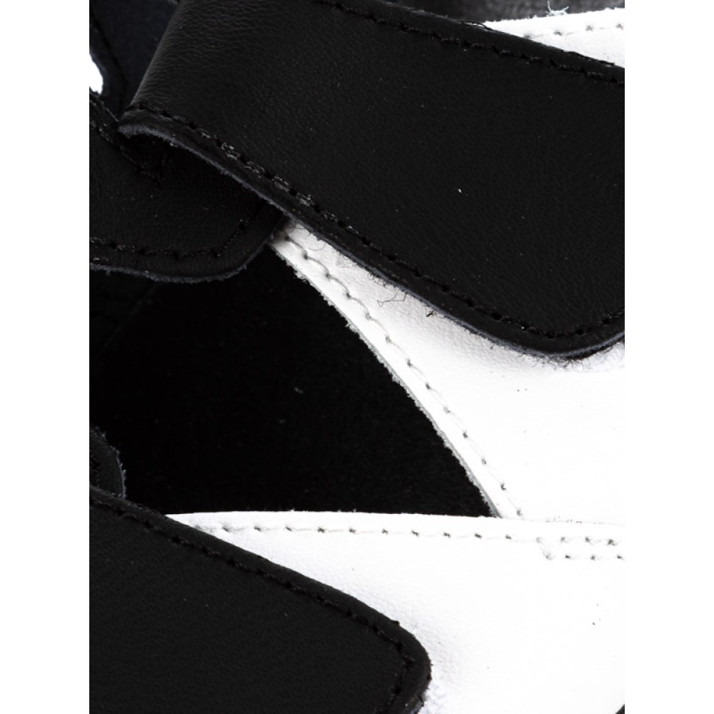 Сабо женские из натуральной кожи с открытым носом и натуральной стелькой цвет белый-чёрный