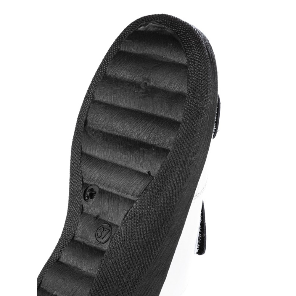 Сабо женские из натуральной кожи с открытым носом и натуральной стелькой цвет белый-чёрный