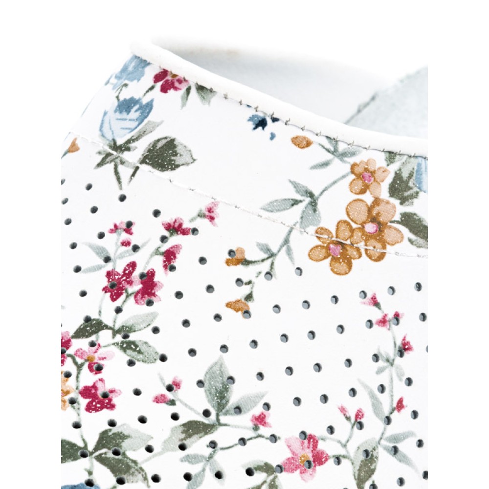 Сабо женские из натуральной кожи на среднем подъеме цвет белый с принтом