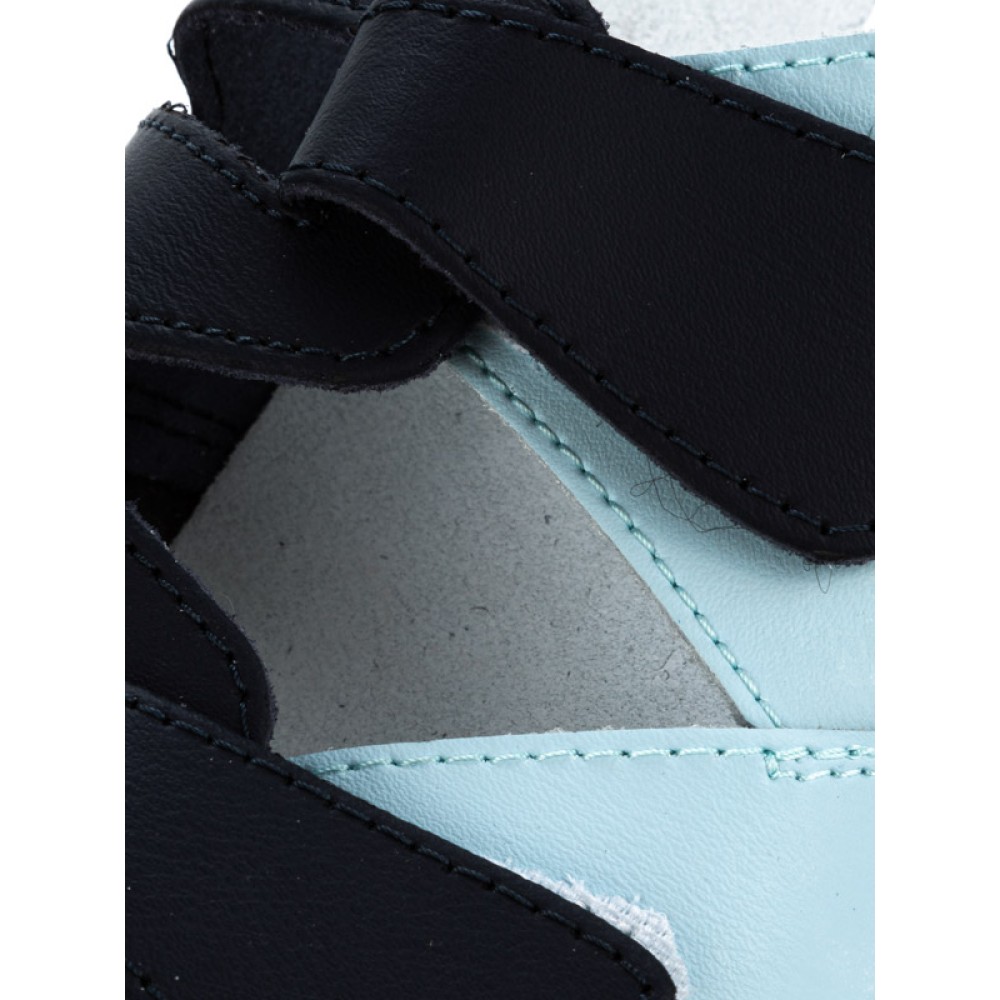 Сабо женские из натуральной кожи с открытым носом и натуральной стелькой цвет голубой-синий