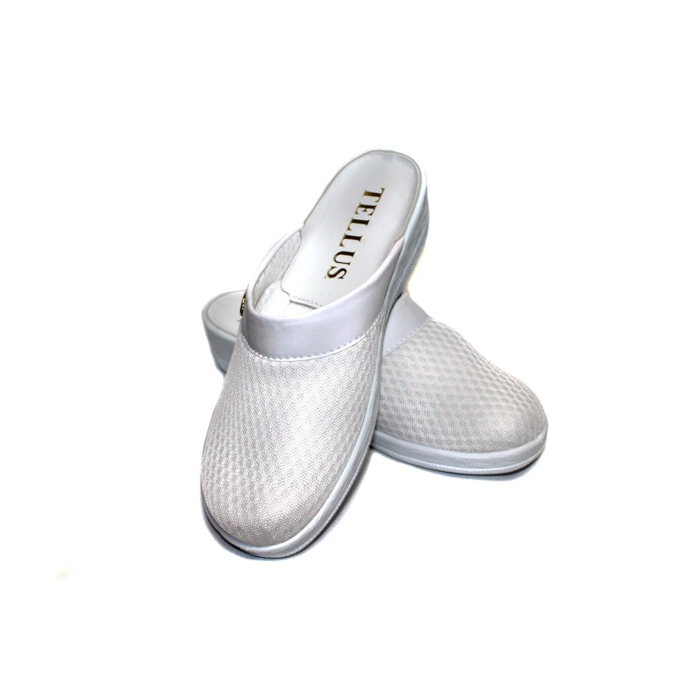 Сабо женские текстильные на ПВХ подошве цвет белый