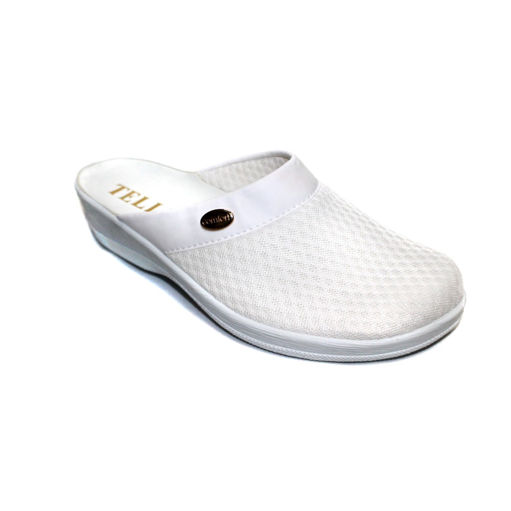 Сабо женские текстильные на ПВХ подошве цвет белый