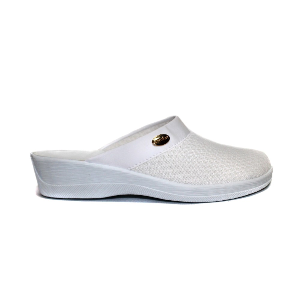 Сабо женские текстильные на ПВХ подошве цвет белый