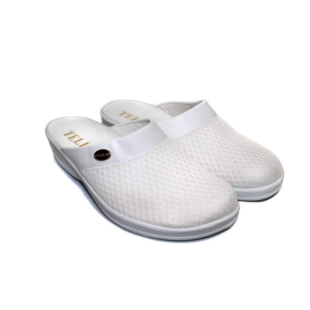 Сабо женские текстильные на ПВХ подошве цвет белый