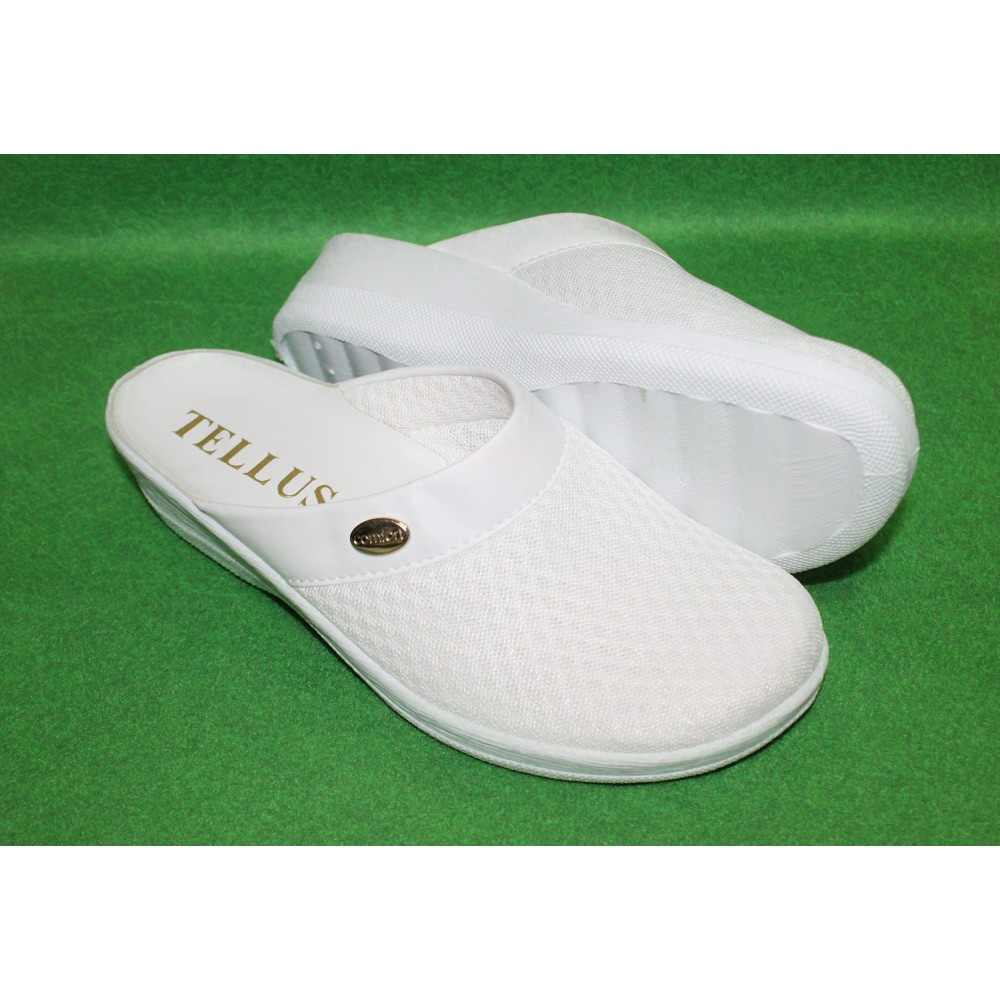 Сабо женские текстильные на ПВХ подошве цвет белый